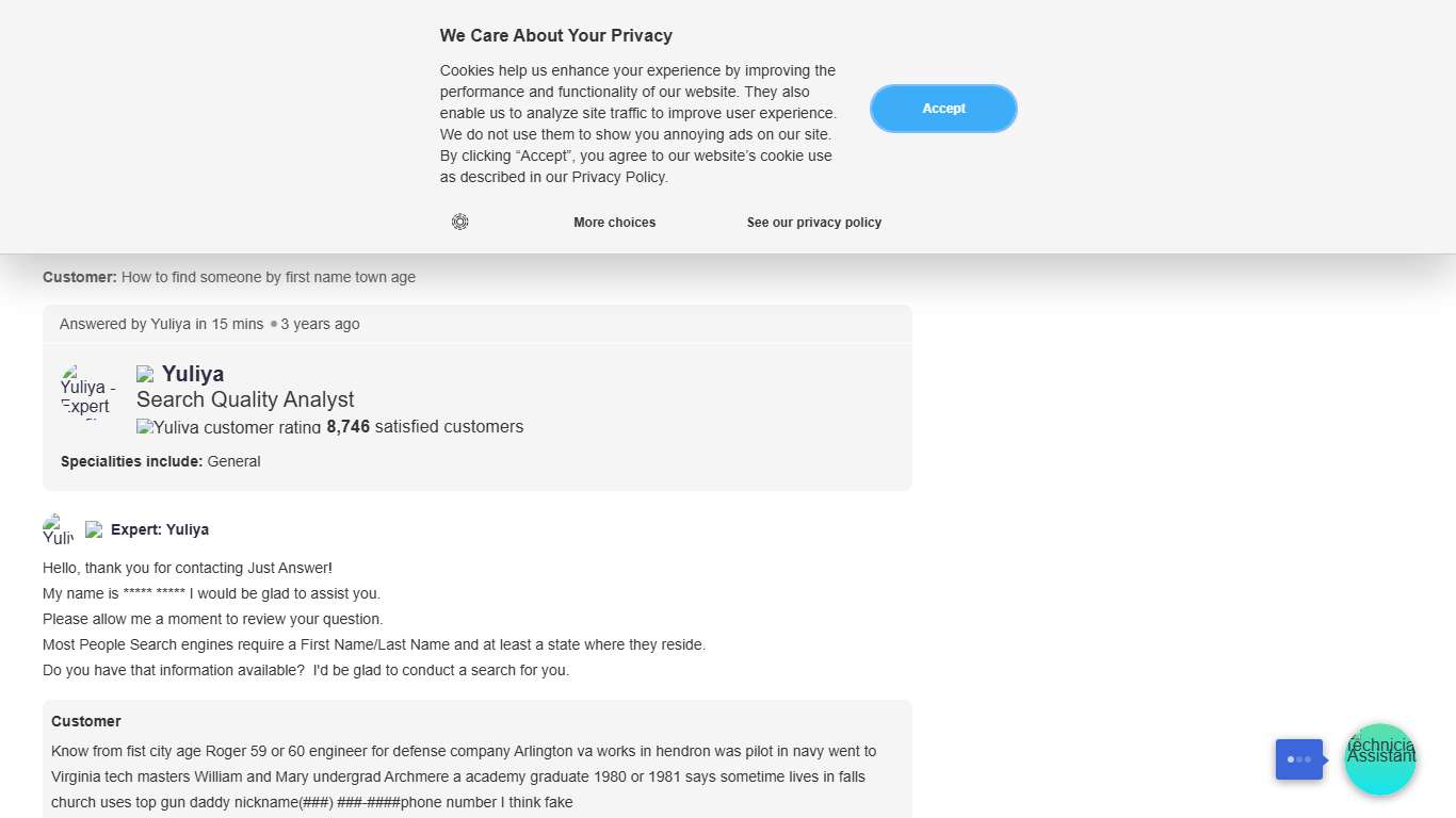 How to find someone by first name town age