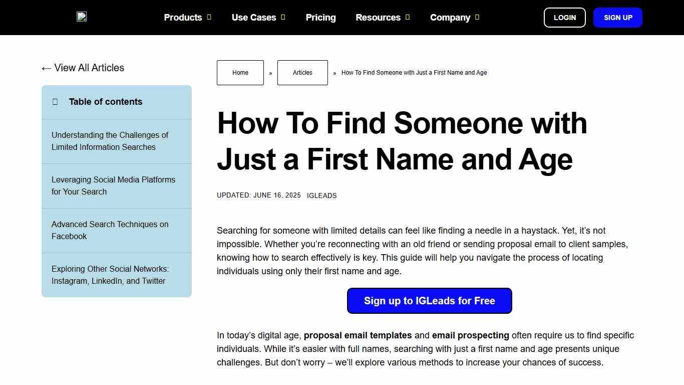 How To Find Someone with Just a First Name and Age